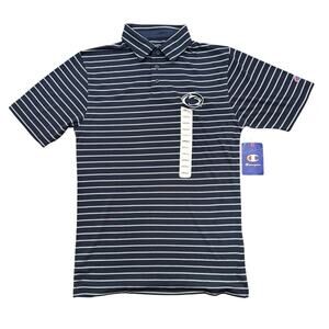 Champion Penn State Men’s Small Athletic Polyester Short Sleeve Polo Blue Stripe